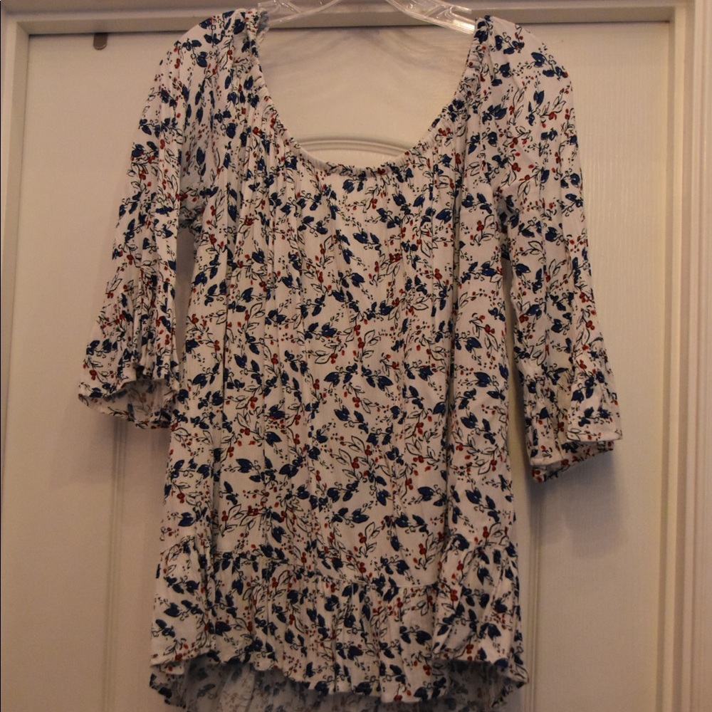 off the shoulder floral blouse